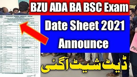 bzu ada ba bsc exam 2021 date sheet announce | info with shoaib