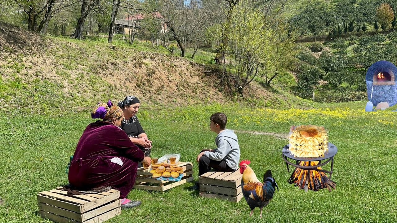 БАБУШКА ПРИГОТОВИЛА ХЛЕБ С СЫРОМ В ПЕЧИ- КТО ХОЧЕТ УВИДЕТЬ РАЙ, ПРИЕЗЖАЙТЕ В АЗЕРБАЙДЖАН