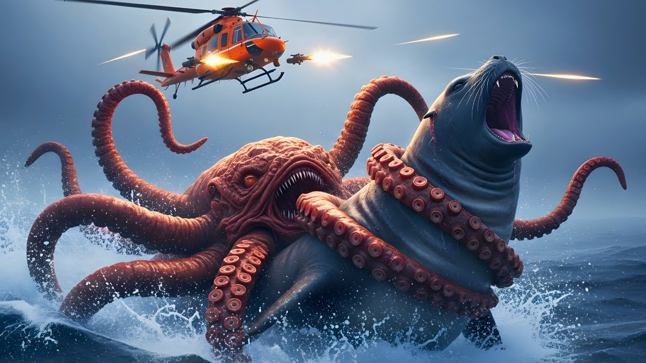Rescue Team Saves Baby Seal from Giant Octopus Attack!