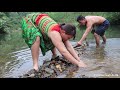 Primitive Technology: Life Skills Catching Fish On River Of Couple Primitive