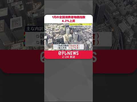 【1月の全国消費者物価指数】4.2％上昇  41年4か月ぶりの上昇幅  #shorts