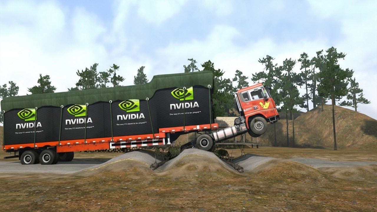 Truck vs Extreme Broken Road and Speed Bumps - Gameplay Spintires:Mudrunner  E17