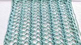 Повторяем вязание всего 1 ряда 🔥 Двухсторонний узор-сетка спицами
