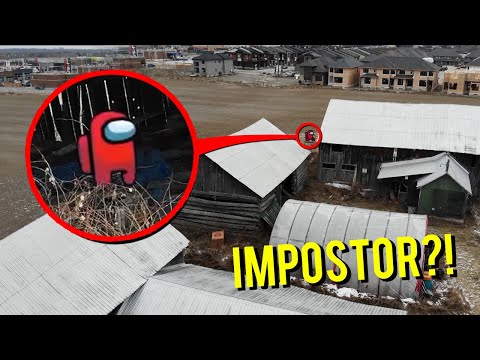 DRONE CATCHES IMPOSTOR FROM AMONG US AT ABANDONED HOUSE!! (HE CAME AFTER US)