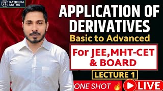 🔥 Application of Derivatives L1: Tangents, Normals & Rate of Change | JEE, MHT-CET & Board