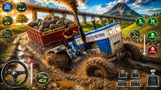 SWARAJ 744 Gets STUCK With Overloaded Stone Trolley 😱 | Mud Road Tractor Rescue 🚜🔥 screenshot 4