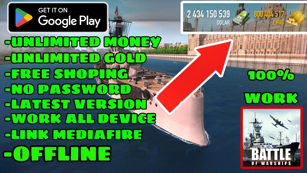 UPDATE !! BATTLE OF WARSHIP MOD APK GAME KAPAL PERANG