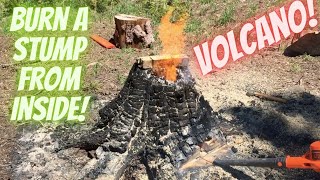 Cool way to remove a stump from the inside out. Stump burning. How long does it take?