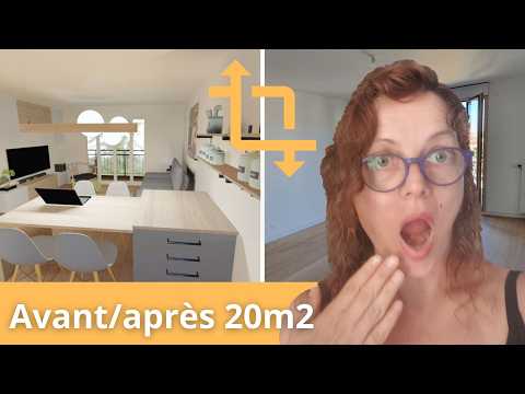 Vidéo : Avant / Après : Transformer un salon + cuisine de 20m² avec un petit budget