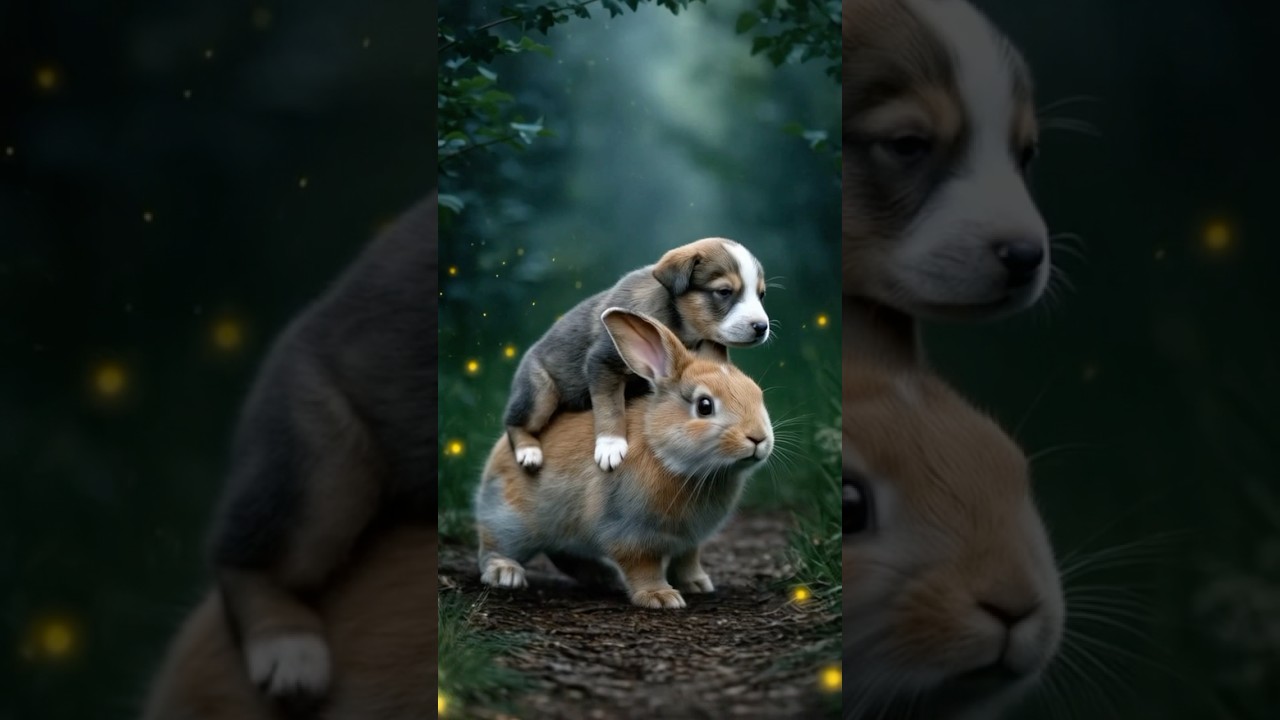 The baby rabbit that rescued the puppy. 