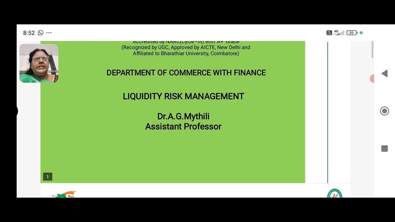 Liquidity Risk Management|Dr.A.G.Mythili|Assistant Professor|SNS institutions