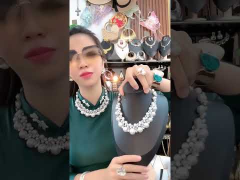 Vòng Cổ Hạt Tròn Ngọc Trai Đính Kim Cương Siêu Lấp