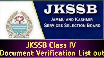 #jkssbclassiv|JKSSB Class IV Document Verification list out|JKSSB Class 4th DV List Out#classivjobs