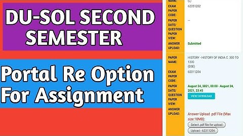Sol Second Semester Assignment submission portal Re opens 2021