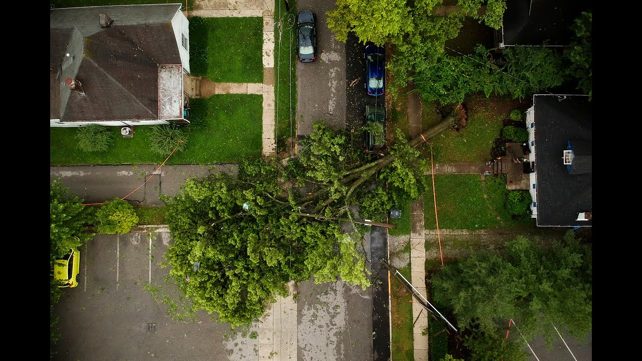Drone video shows storm damage in Lexington - YouTube