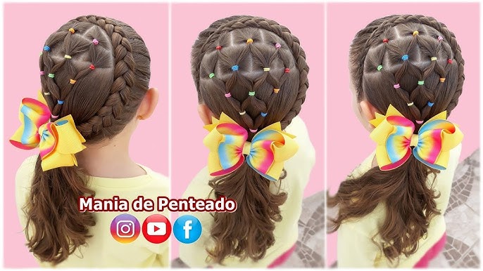 Mania de Penteado - Penteado Infantil Semi Preso para Natal e Ano Novo.💫🌹  Christmas Hairstyle with Rubber Band for Girls.💫🌹 Link para o vídeo com  passo à passo:👇🏼👇🏼 Link to video with