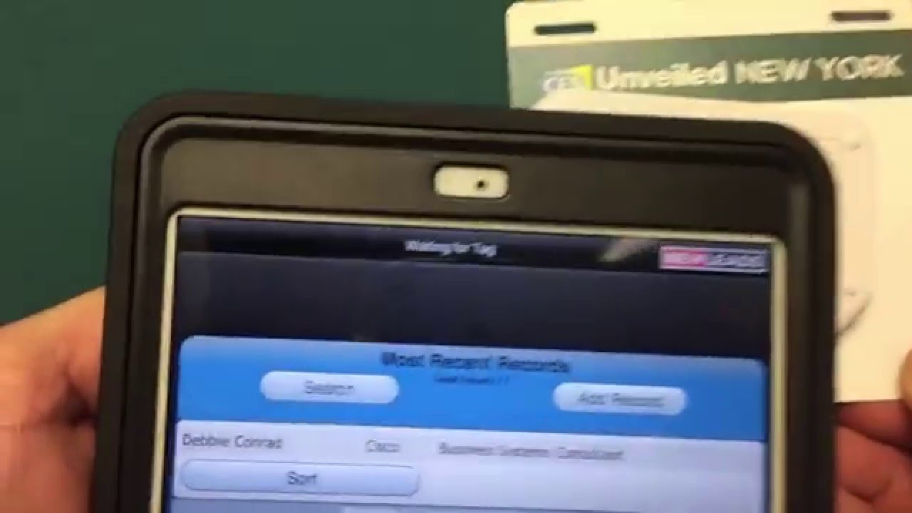 NewLeads iPad with bCard/ITN badge reader short