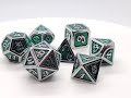 Old School 7 Piece DnD RPG Metal Dice Set: Dragon Scale - Green