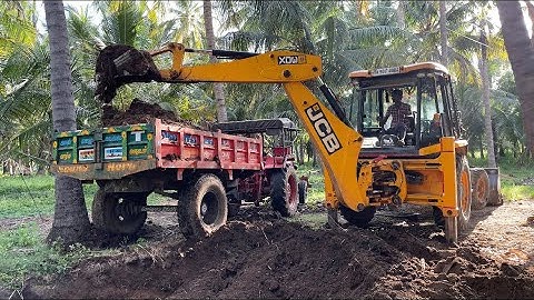 JCB 3DX Work in Cow Dung loading Farmland in Mahindra tractor | jcb video