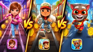 Subway Princess Runner vs Subway Surfers vs Talking Tom Hero Dash | Ultimate Gameplay Battle! 😱 screenshot 1
