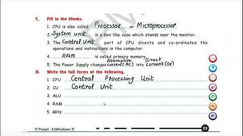 COMPUTER//CLASS 4//LESSON 3: Inside The System Unit( Back Exercises).