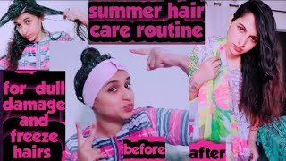 hair care routine at home/ home made hair mask  hair treatment for dull damage ad freeze hairs