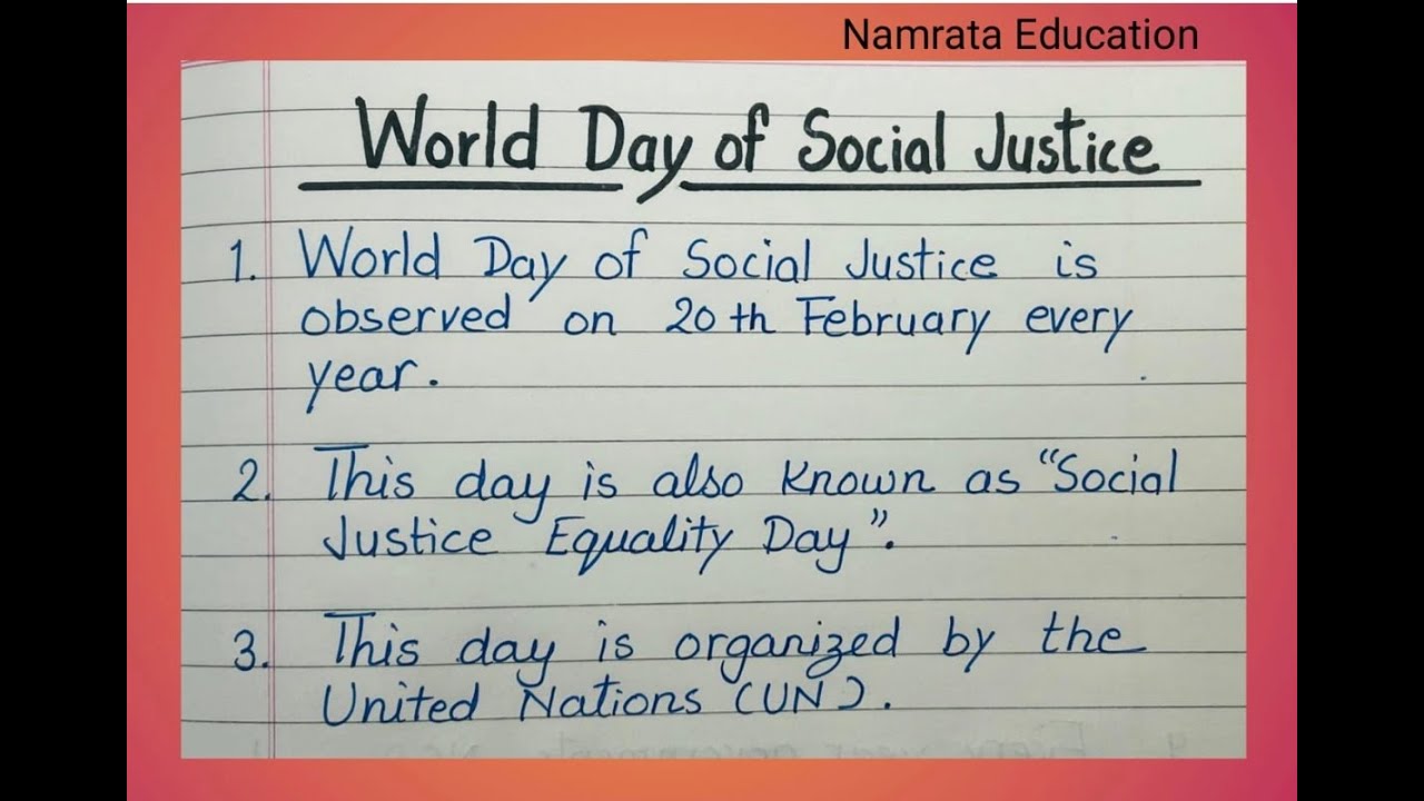 10 line Essay on World Day of Social Justice in English / Essay on ...