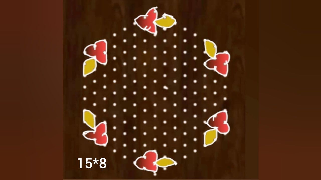 15*8 dots flower rangoli 🪻newyear celebration 🪻Sankranti chukkla 🪻Ugadi mugglu 🪻