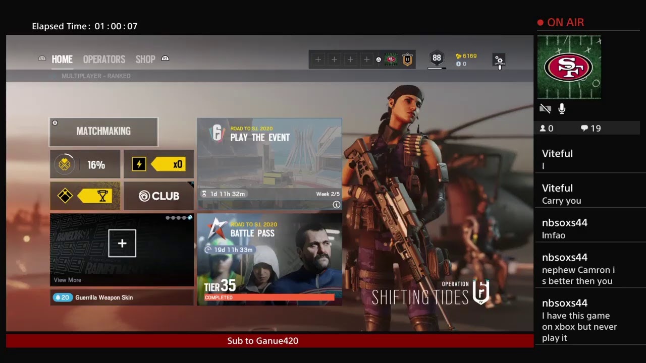 Ganue420's Live Streaming Rainbow Six Siege Unranked And Ranked Games ...