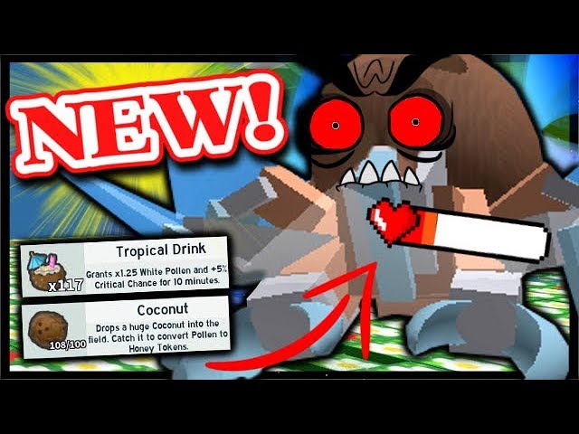 Update How To Beat Coconut Crab Huge Coconut Tropical Drink Drops Roblox Bee Swarm Simulator Youtube - some red and blue crap roblox