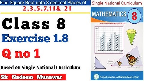 Class 8 Exercise 1.8 Q no. 1 Single National Curriculum Maths SNC Ex 1.8 8th PCTB  Sir Nadeem Munawa