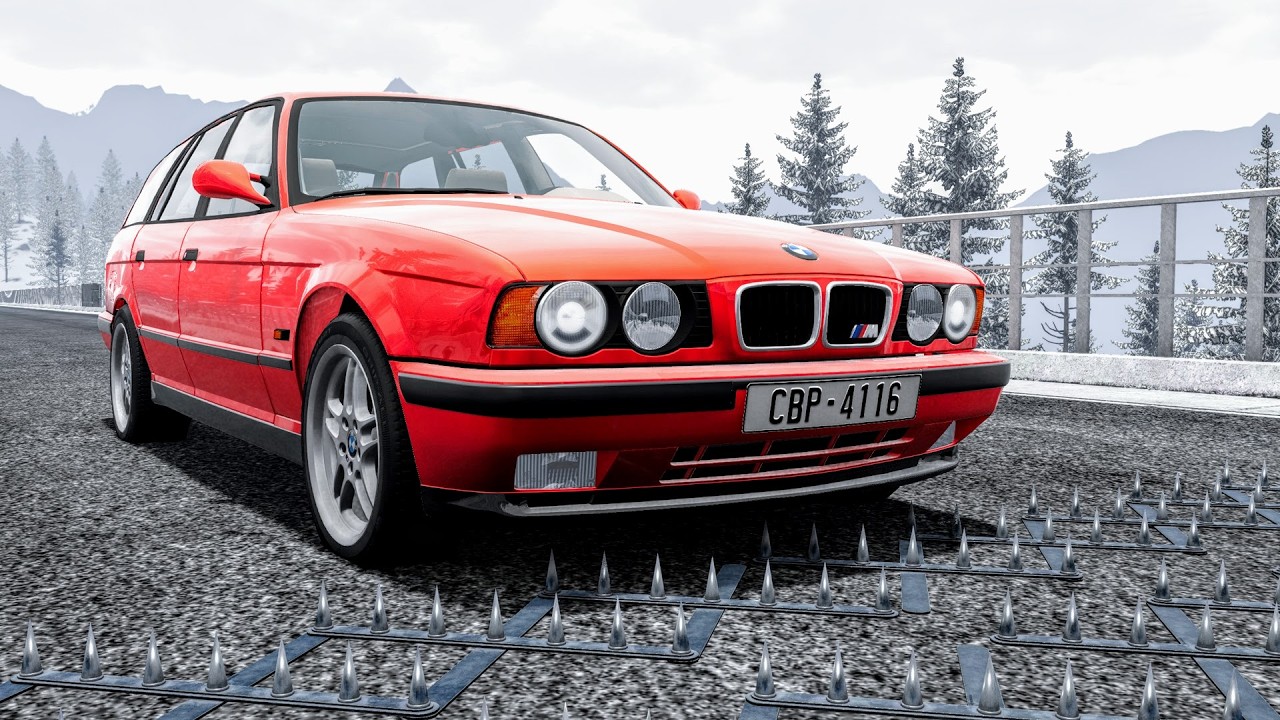 Massive Spike Strip Pileup Car Crashes 