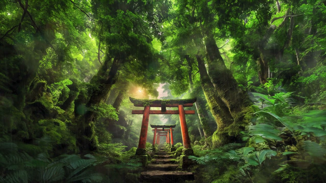 Thick Japanese Forest w/ Beautiful Ambience 🎋 - YouTube
