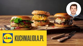 3 sposoby na BURGERA z grilla 🍔🔥 (wołowy, rybny, wegetariański!) | Karol Okrasa & Kuchnia Lidla