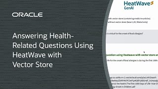 Answering Health-Related Questions Using HeatWave with Vector Store Guide