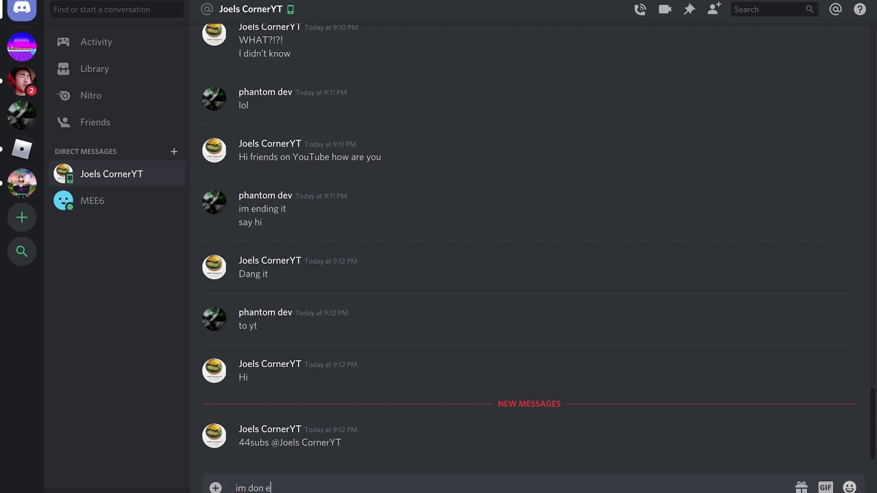 joels corner discord YouTube