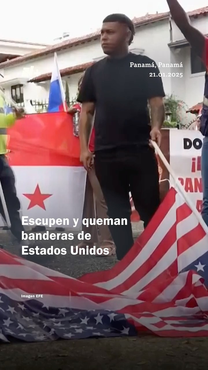Escupen y queman banderas de Estados Unidos en Panamá por Trump - N+ #shorts
