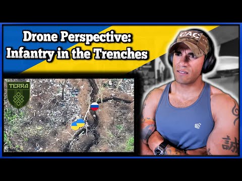Ukrainians fight in the trenches (AERIAL VIEW) - Marine reacts