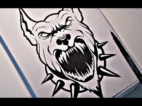 How To Draw a BADA$$ PITBULL DESIGN - YouTube