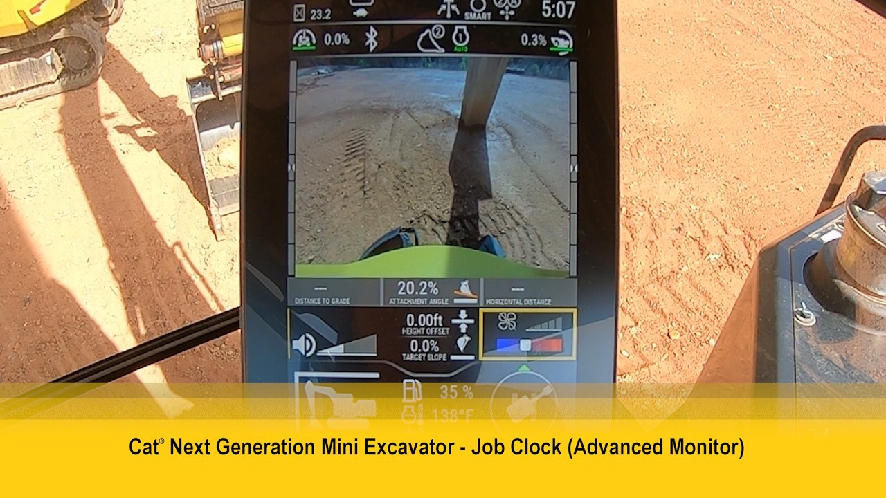 How to Set the Job Clock (Advanced Monitor) on Next Gen Cat® Mini Excavators