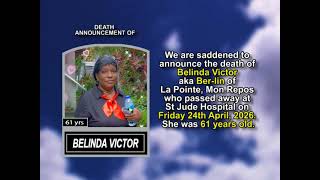 Belinda Victor ~ Short Obituary
