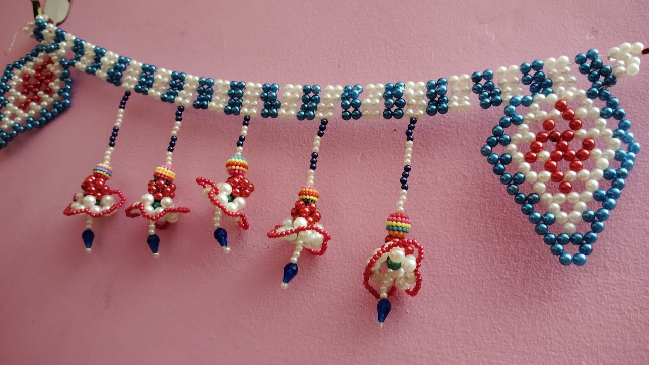 How to make beads beautiful bandhanwar at home #khushart #diy #diybeads #homedecorationmoti