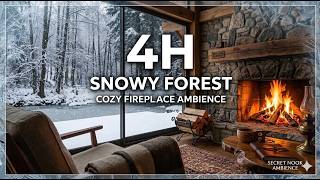 4 HOURS Cozy Fireplace &amp; Snowy Forest Ambience | Relaxing Winter Escape ❄️🔥