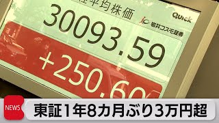 日経平均株価終値で１年８カ月ぶり３万円超（2023年5月17日）