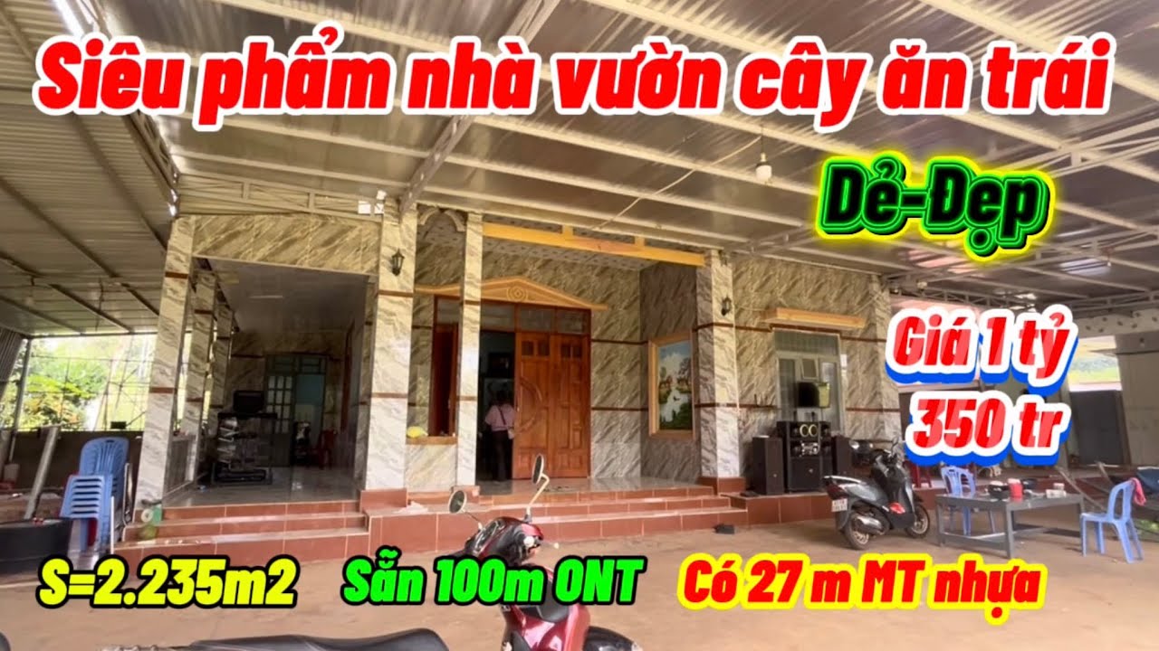 527🌹 Nhà cực đẹp có vườn cây ăn trái mặt tiền nhựa ￼2 len cách ĐT chỉ 2 km 27x140 nở hậu 2 sào 2