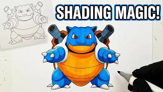 Drawing Blastoise from Pokémon: Shading National Pokédex #009 with Vibrant Markers
