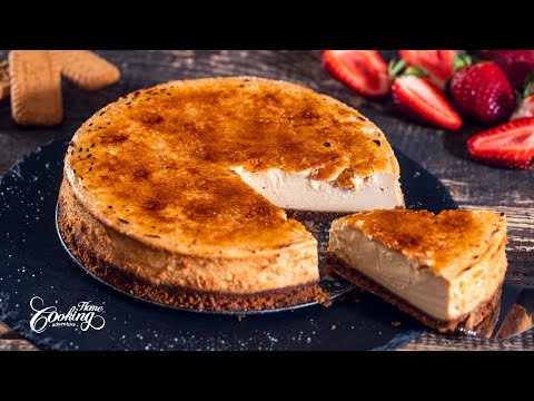 Biscoff Crème Brûlée Cheesecake - Baked Speculoos Cheesecake Recipe
