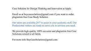 Case Solution Design Thinking and Innovation at Apple
