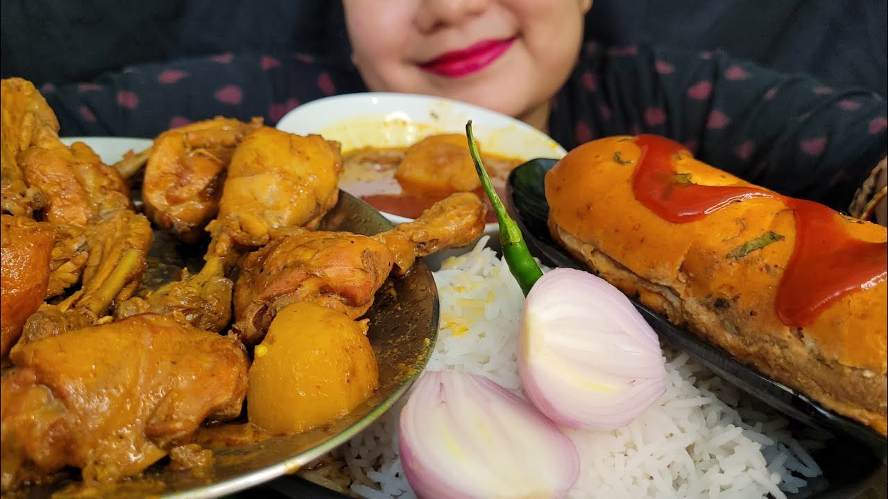 Weird Rice Combos Weird Food combo challenge|| Indian Spicy chicken Curry-Rice🍗 with ...
