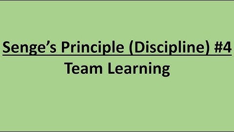 Senge’s Principle (Discipline) #4 Team Learning